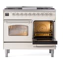 Nostalgie II 40 UPD40FNMPAWC Freestanding Dual Fuel Range with 6 Sealed Burners with Griddle Double Oven with Triple Glass Door with Chrome knobs view 5