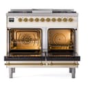 Nostalgie II Series 40 inch Freestanding Dual Fuel Range with Natural Gas, 6 Sealed Burners, Double Ovens, 4.3 cu. ft. Total Oven Capacity, Griddle, Convection Oven, Continuous Grates, Viewing Window, Storage Drawer with Brass Trim view 3