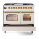 Nostalgie II Series 40 inch Freestanding Dual Fuel Range with Natural Gas, 6 Sealed Burners, Double Ovens, 4.3 cu. ft. Total Oven Capacity, Griddle, Convection Oven, Continuous Grates, Viewing Window, Storage Drawer with Brass Trim view 6