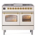 Nostalgie II 40 UPD40FNMPAWG Freestanding Dual Fuel Range with 6 Sealed Burners with Griddle Double Oven with Triple Glass Door with Brass knobs view 2