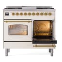 Nostalgie II 40 UPD40FNMPAWG Freestanding Dual Fuel Range with 6 Sealed Burners with Griddle Double Oven with Triple Glass Door with Brass knobs view 5