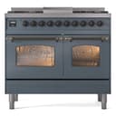 Nostalgie II 40 UPD40FNMPBGB Freestanding Dual Fuel Range with 6 Sealed Burners with Griddle Double Oven with Triple Glass Door with Bronze knobs view 2