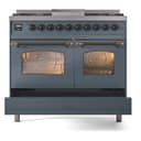 Nostalgie II 40 UPD40FNMPBGB Freestanding Dual Fuel Range with 6 Sealed Burners with Griddle Double Oven with Triple Glass Door with Bronze knobs view 6