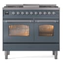 Nostalgie II 40 UPD40FNMPBGC Freestanding Dual Fuel Range with 6 Sealed Burners with Griddle Double Oven with Triple Glass Door with Chrome knobs view 2
