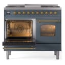 Nostalgie II 40 UPD40FNMPBGG Freestanding Dual Fuel Range with 6 Sealed Burners with Griddle Double Oven with Triple Glass Door with Brass knobs view 4
