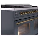 Nostalgie II 40 UPD40FNMPBGG Freestanding Dual Fuel Range with 6 Sealed Burners with Griddle Double Oven with Triple Glass Door with Brass knobs view 7