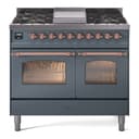 Nostalgie II 40 UPD40FNMPBGP Freestanding Dual Fuel Range with 6 Sealed Burners with Griddle Double Oven with Triple Glass Door with Copper knobs view 1