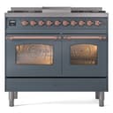 Nostalgie II 40 UPD40FNMPBGP Freestanding Dual Fuel Range with 6 Sealed Burners with Griddle Double Oven with Triple Glass Door with Copper knobs view 2
