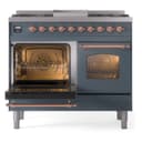 Nostalgie II 40 UPD40FNMPBGP Freestanding Dual Fuel Range with 6 Sealed Burners with Griddle Double Oven with Triple Glass Door with Copper knobs view 4