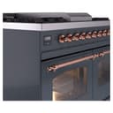 Nostalgie II 40 UPD40FNMPBGP Freestanding Dual Fuel Range with 6 Sealed Burners with Griddle Double Oven with Triple Glass Door with Copper knobs view 7