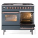 Nostalgie II 40 UPD40FNMPBGP Freestanding Dual Fuel Range with 6 Sealed Burners with Griddle Double Oven with Triple Glass Door with Copper knobs view 5