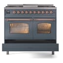 Nostalgie II 40 UPD40FNMPBGP Freestanding Dual Fuel Range with 6 Sealed Burners with Griddle Double Oven with Triple Glass Door with Copper knobs view 6
