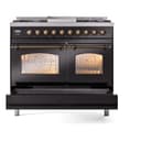 Nostalgie II 40 UPD40FNMPBKB Freestanding Dual Fuel Range with 6 Sealed Burners with Griddle Double Oven with Triple Glass Door with Bronze knobs view 6