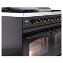 Nostalgie II 40 UPD40FNMPBKB Freestanding Dual Fuel Range with 6 Sealed Burners with Griddle Double Oven with Triple Glass Door with Bronze knobs view 7