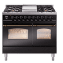 Nostalgie II Series 40 inch Freestanding Dual Fuel Range with Liquid Propane, 6 Sealed Burners, Double Ovens, 4.3 cu. ft. Total Oven Capacity, Griddle, Convection Oven, Continuous Grates, Storage Drawer with Bronze Trim view 1