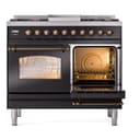 Nostalgie II Series 40 inch Freestanding Dual Fuel Range with Liquid Propane, 6 Sealed Burners, Double Ovens, 4.3 cu. ft. Total Oven Capacity, Griddle, Convection Oven, Continuous Grates, Storage Drawer with Bronze Trim view 5