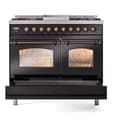 Nostalgie II Series 40 inch Freestanding Dual Fuel Range with Liquid Propane, 6 Sealed Burners, Double Ovens, 4.3 cu. ft. Total Oven Capacity, Griddle, Convection Oven, Continuous Grates, Storage Drawer with Bronze Trim view 6