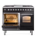 Nostalgie II 40 UPD40FNMPBKC Freestanding Dual Fuel Range with 6 Sealed Burners with Griddle Double Oven with Triple Glass Door with Chrome knobs view 4
