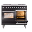 Nostalgie II 40 UPD40FNMPBKC Freestanding Dual Fuel Range with 6 Sealed Burners with Griddle Double Oven with Triple Glass Door with Chrome knobs view 5