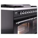 Nostalgie II 40 UPD40FNMPBKC Freestanding Dual Fuel Range with 6 Sealed Burners with Griddle Double Oven with Triple Glass Door with Chrome knobs view 7