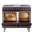 Nostalgie II 40 UPD40FNMPBKG Freestanding Dual Fuel Range with 6 Sealed Burners with Griddle Double Oven with Triple Glass Door with Brass knobs view 3