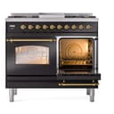 Nostalgie II 40 UPD40FNMPBKG Freestanding Dual Fuel Range with 6 Sealed Burners with Griddle Double Oven with Triple Glass Door with Brass knobs view 5