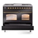 Nostalgie II 40 UPD40FNMPBKG Freestanding Dual Fuel Range with 6 Sealed Burners with Griddle Double Oven with Triple Glass Door with Brass knobs view 6