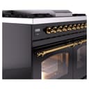 Nostalgie II 40 UPD40FNMPBKG Freestanding Dual Fuel Range with 6 Sealed Burners with Griddle Double Oven with Triple Glass Door with Brass knobs view 7