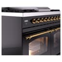 Nostalgie II Series 40 inch Freestanding Dual Fuel Range with Natural Gas, 6 Sealed Burners, Double Ovens, 4.3 cu. ft. Total Oven Capacity, Griddle, Convection Oven, Continuous Grates, Storage Drawer with Brass Trim view 7