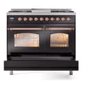 Nostalgie II 40 UPD40FNMPBKP Freestanding Dual Fuel Range with 6 Sealed Burners with Griddle Double Oven with Triple Glass Door with Copper knobs view 6