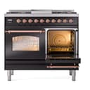 Nostalgie II 40 UPD40FNMPBKP Freestanding Dual Fuel Range with 6 Sealed Burners with Griddle Double Oven with Triple Glass Door with Copper knobs view 5