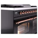 Nostalgie II 40 UPD40FNMPBKP Freestanding Dual Fuel Range with 6 Sealed Burners with Griddle Double Oven with Triple Glass Door with Copper knobs view 7