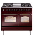 Nostalgie II 40 UPD40FNMPBUB Freestanding Dual Fuel Range with 6 Sealed Burners with Griddle Double Oven with Triple Glass Door with Bronze knobs view 1
