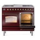 Nostalgie II 40 UPD40FNMPBUB Freestanding Dual Fuel Range with 6 Sealed Burners with Griddle Double Oven with Triple Glass Door with Bronze knobs view 5