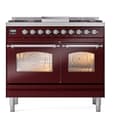 Nostalgie II 40 UPD40FNMPBUC Freestanding Dual Fuel Range with 6 Sealed Burners with Griddle Double Oven with Triple Glass Door with Chrome knobs view 2