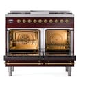 Nostalgie II 40 UPD40FNMPBUG Freestanding Dual Fuel Range with 6 Sealed Burners with Griddle Double Oven with Triple Glass Door with Brass knobs view 3