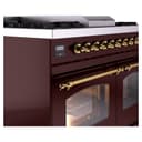 Nostalgie II 40 UPD40FNMPBUG Freestanding Dual Fuel Range with 6 Sealed Burners with Griddle Double Oven with Triple Glass Door with Brass knobs view 7