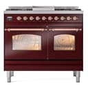 Nostalgie II 40 UPD40FNMPBUP Freestanding Dual Fuel Range with 6 Sealed Burners with Griddle Double Oven with Triple Glass Door with Copper knobs view 2