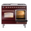 Nostalgie II 40 UPD40FNMPBUP Freestanding Dual Fuel Range with 6 Sealed Burners with Griddle Double Oven with Triple Glass Door with Copper knobs view 5
