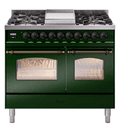 Nostalgie II 40 UPD40FNMPEGB Freestanding Dual Fuel Range with 6 Sealed Burners with Griddle Double Oven with Triple Glass Door with Bronze knobs view 1