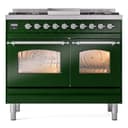 Nostalgie II 40 UPD40FNMPEGC Freestanding Dual Fuel Range with 6 Sealed Burners with Griddle Double Oven with Triple Glass Door with Chrome knobs view 2