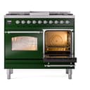 Nostalgie II 40 UPD40FNMPEGC Freestanding Dual Fuel Range with 6 Sealed Burners with Griddle Double Oven with Triple Glass Door with Chrome knobs view 5