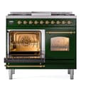 Nostalgie II 40 UPD40FNMPEGG Freestanding Dual Fuel Range with 6 Sealed Burners with Griddle Double Oven with Triple Glass Door with Brass knobs view 4