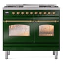 Nostalgie II 40 UPD40FNMPEGG Freestanding Dual Fuel Range with 6 Sealed Burners with Griddle Double Oven with Triple Glass Door with Brass knobs view 2
