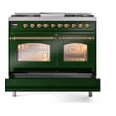Nostalgie II 40 UPD40FNMPEGG Freestanding Dual Fuel Range with 6 Sealed Burners with Griddle Double Oven with Triple Glass Door with Brass knobs view 6