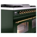 Nostalgie II 40 UPD40FNMPEGG Freestanding Dual Fuel Range with 6 Sealed Burners with Griddle Double Oven with Triple Glass Door with Brass knobs view 7