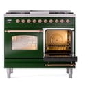 Nostalgie II 40 UPD40FNMPEGP Freestanding Dual Fuel Range with 6 Sealed Burners with Griddle Double Oven with Triple Glass Door with Copper knobs view 5