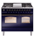Nostalgie II 40 UPD40FNMPMBB Freestanding Dual Fuel Range with 6 Sealed Burners with Griddle Double Oven with Triple Glass Door with Bronze knobs view 1