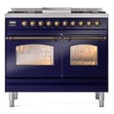 Nostalgie II 40 UPD40FNMPMBB Freestanding Dual Fuel Range with 6 Sealed Burners with Griddle Double Oven with Triple Glass Door with Bronze knobs view 2