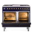 Nostalgie II 40 UPD40FNMPMBB Freestanding Dual Fuel Range with 6 Sealed Burners with Griddle Double Oven with Triple Glass Door with Bronze knobs view 3